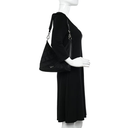 Prada Tessuto Nylon Stitched Hobo Black 2 of 9