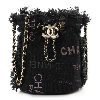 Chanel Denim Quilted Mood Mini Bucket With Chain Black Multicolor 1 of 11