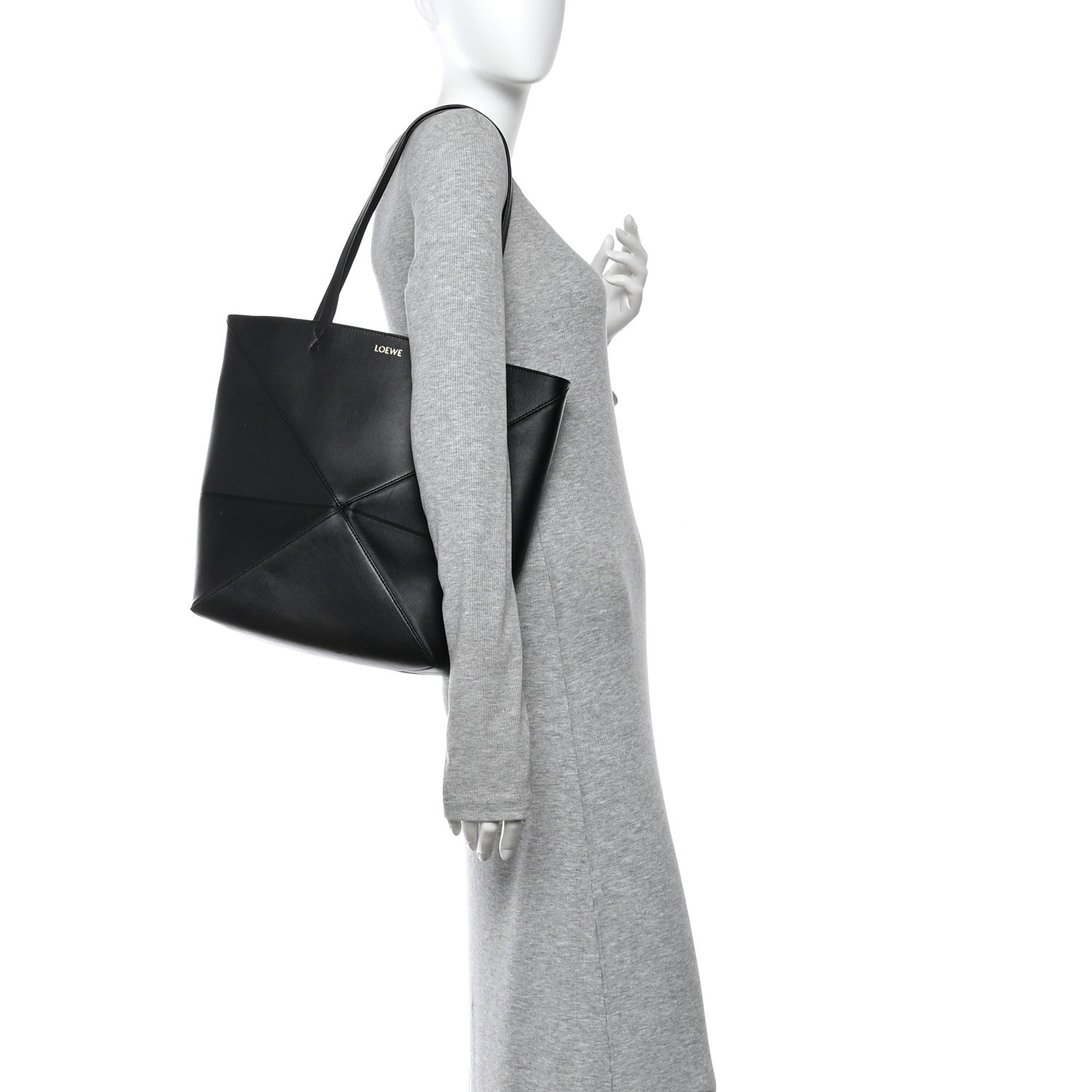 Loewe Shiny Calfskin Medium Puzzle Fold Tote Black 2 of 14