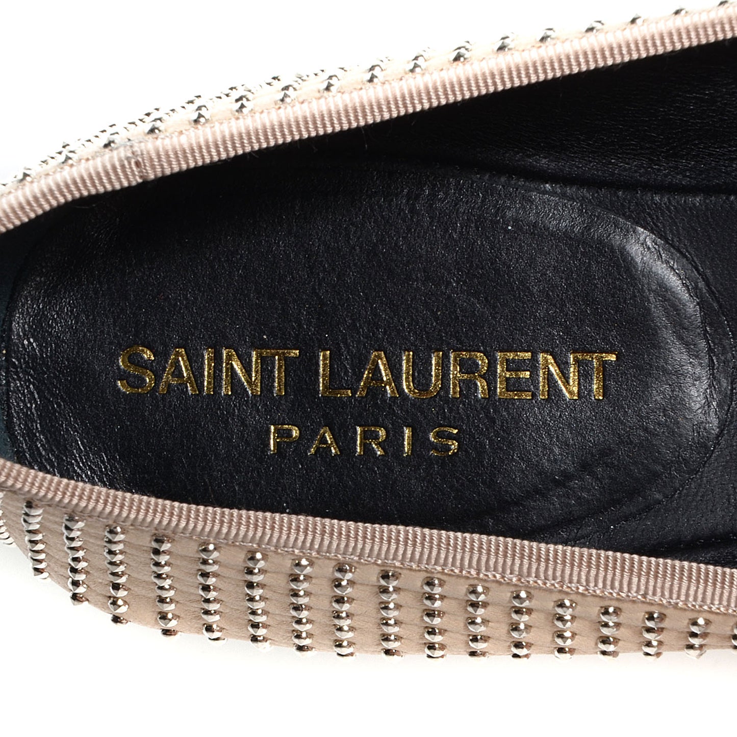 Leather Studded Ballerina Flats 37.5 Nude Powder