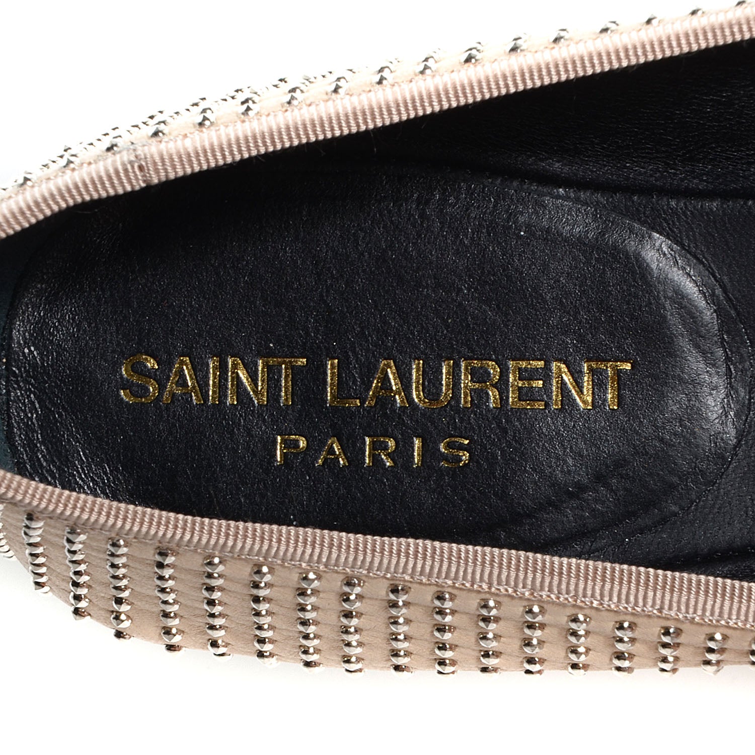 Saint Laurent Leather Studded Ballerina Flats 37.5 Nude Powder 7 of 8