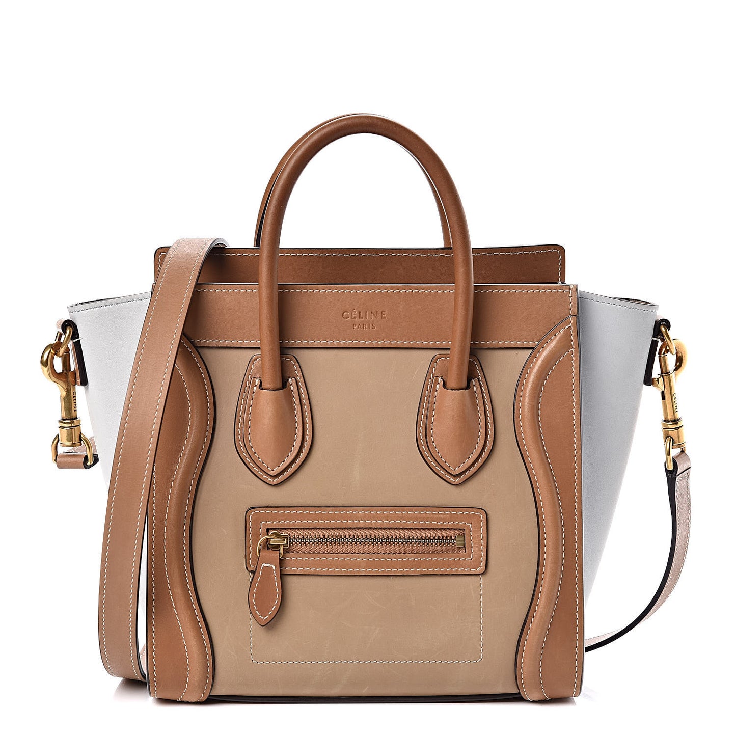 Smooth Calfskin Suede Nano Tri-Color Luggage Multicolor