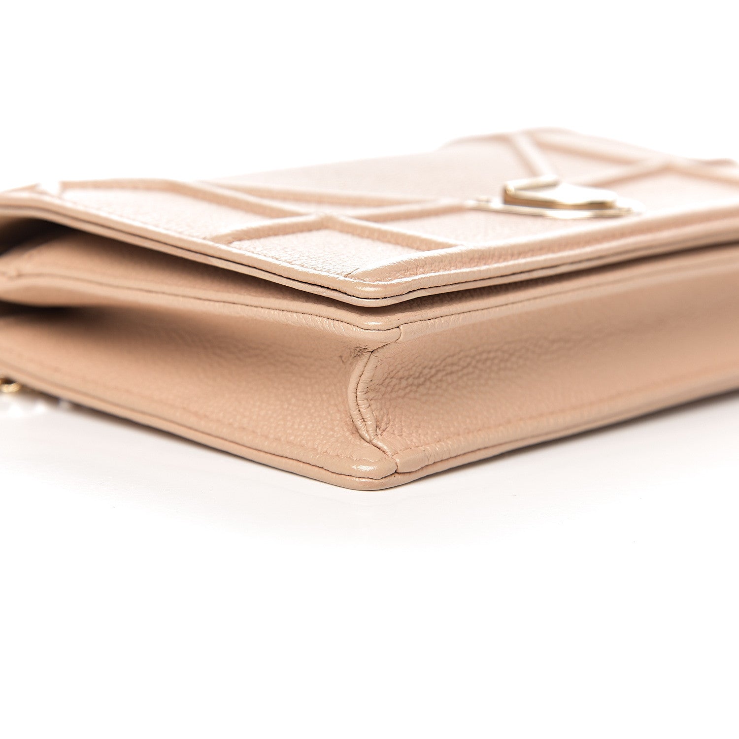 Christian Dior Grained Calfskin Diorama Wallet on Chain Pouch Nude 11 of 13