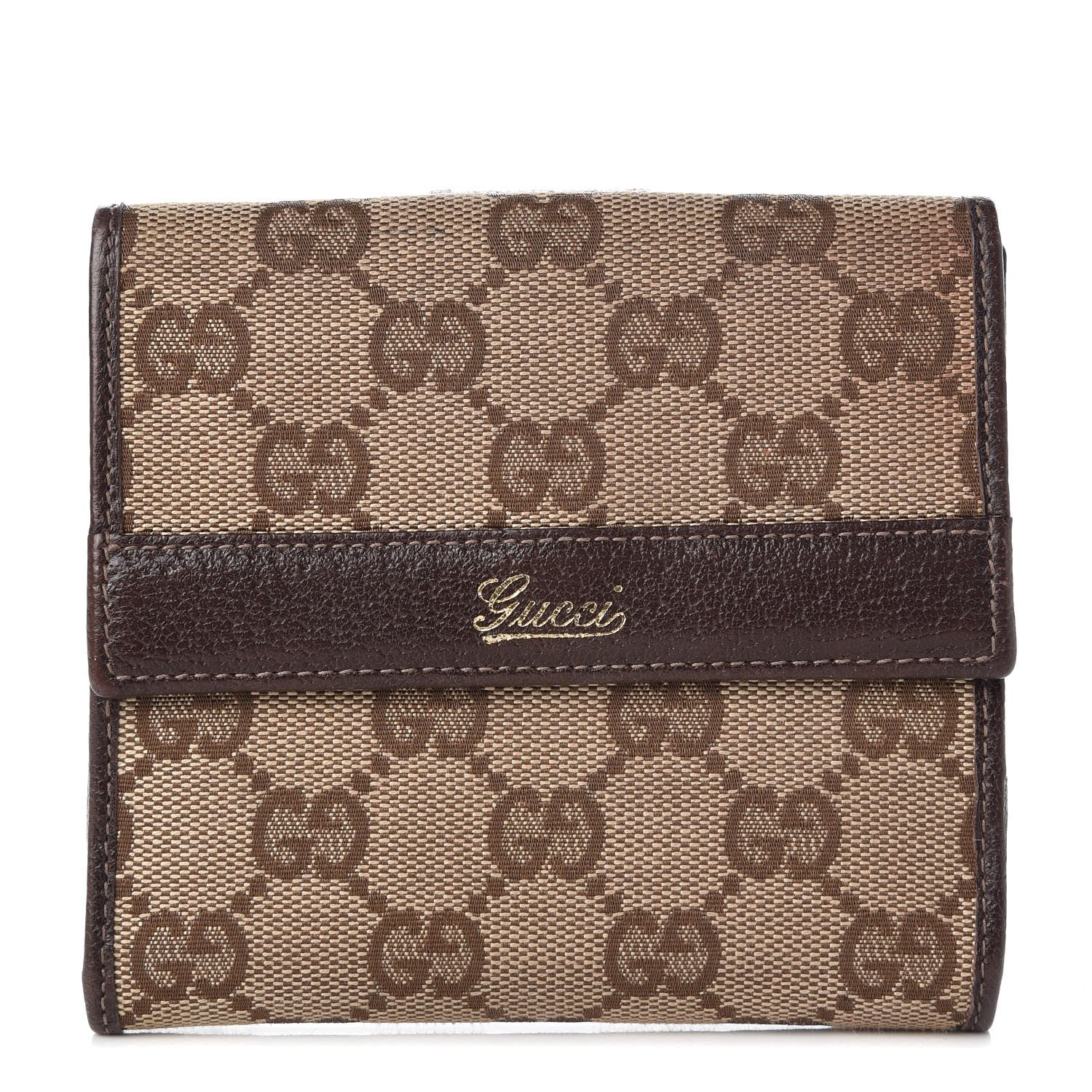 Gucci Monogram French Flap Wallet Dark Brown 1 of 8