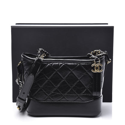 Chanel Aged Calfskin Quilted Small Gabrielle Hobo Black 10 of 10