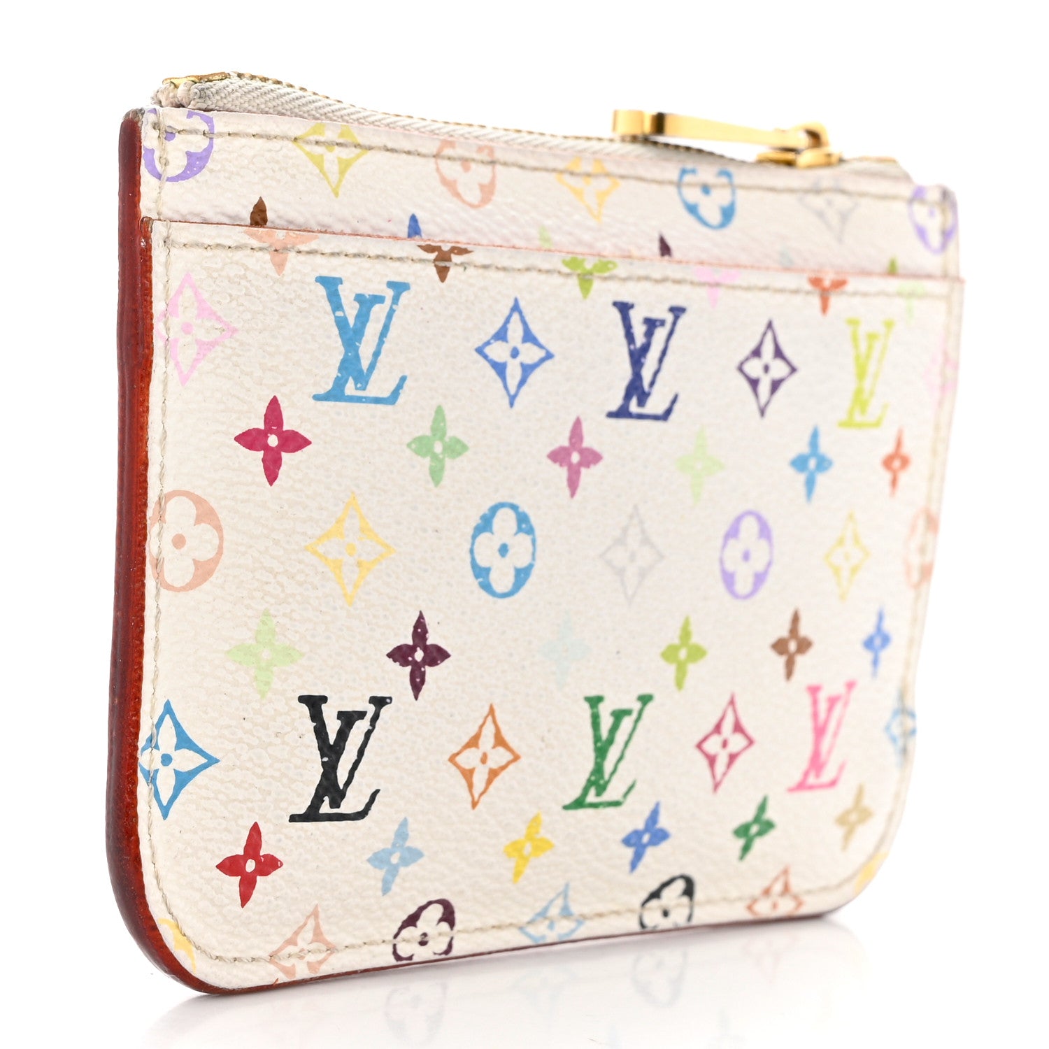 Louis Vuitton Monogram Multicolor Key Pouch White Litchi 3 of 7