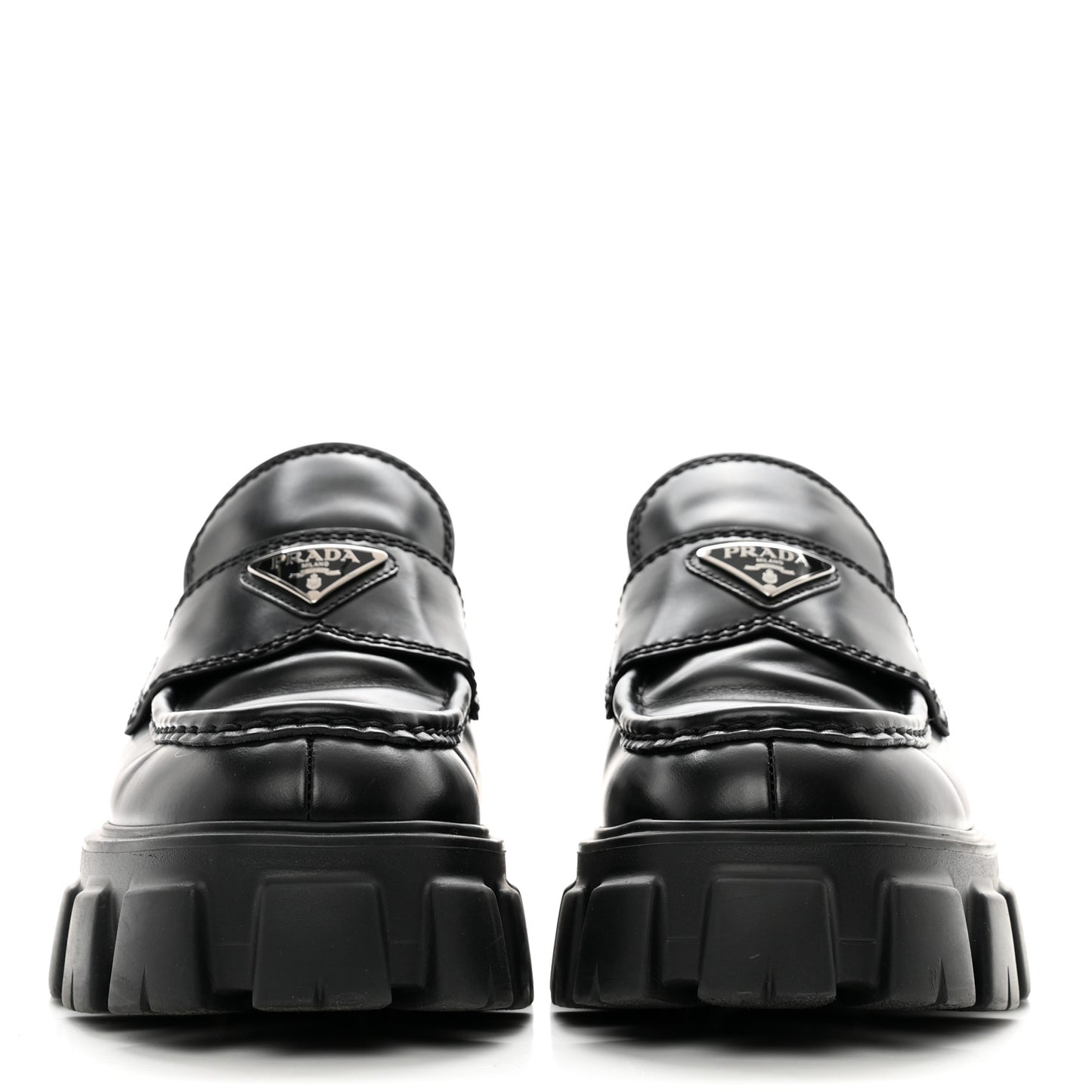Spazzolato Rois Metal Triangle Logo Mens Monolith 60mm Loafers 6 Black