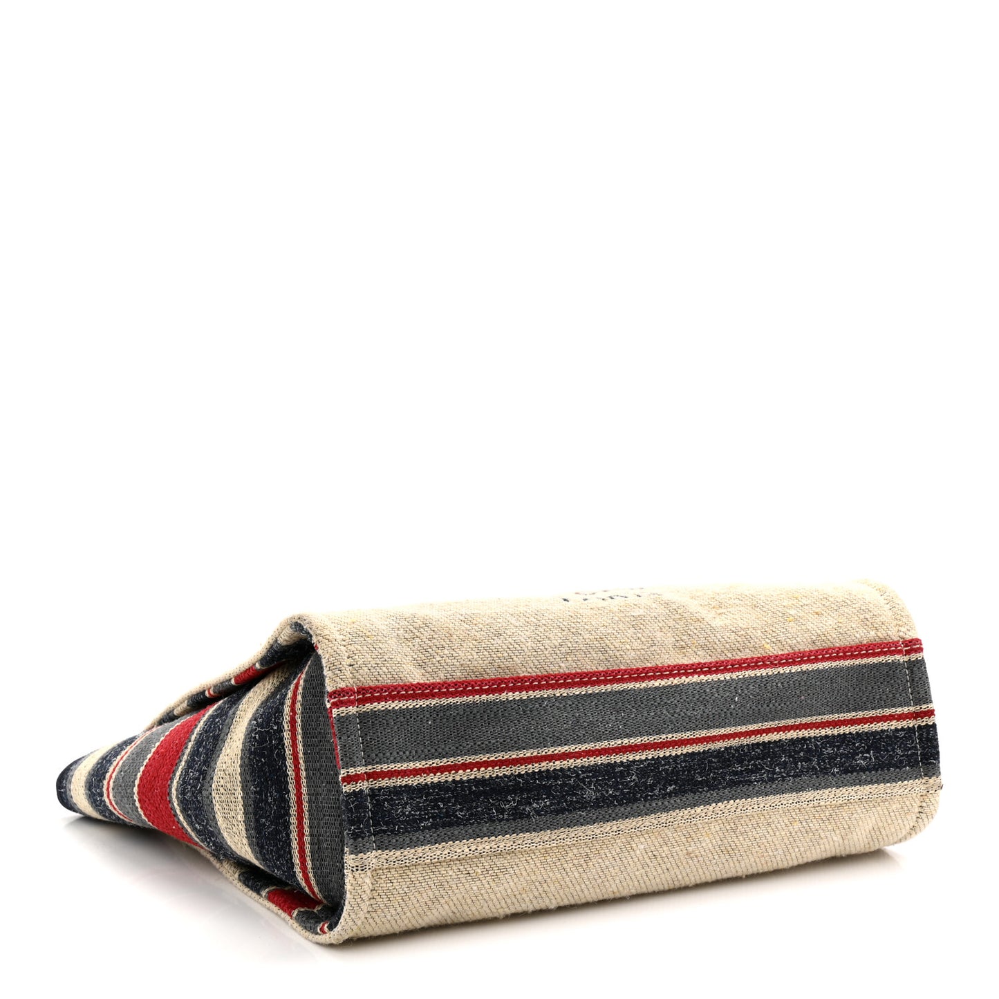 Striped Canvas Small Deauville Tote Beige