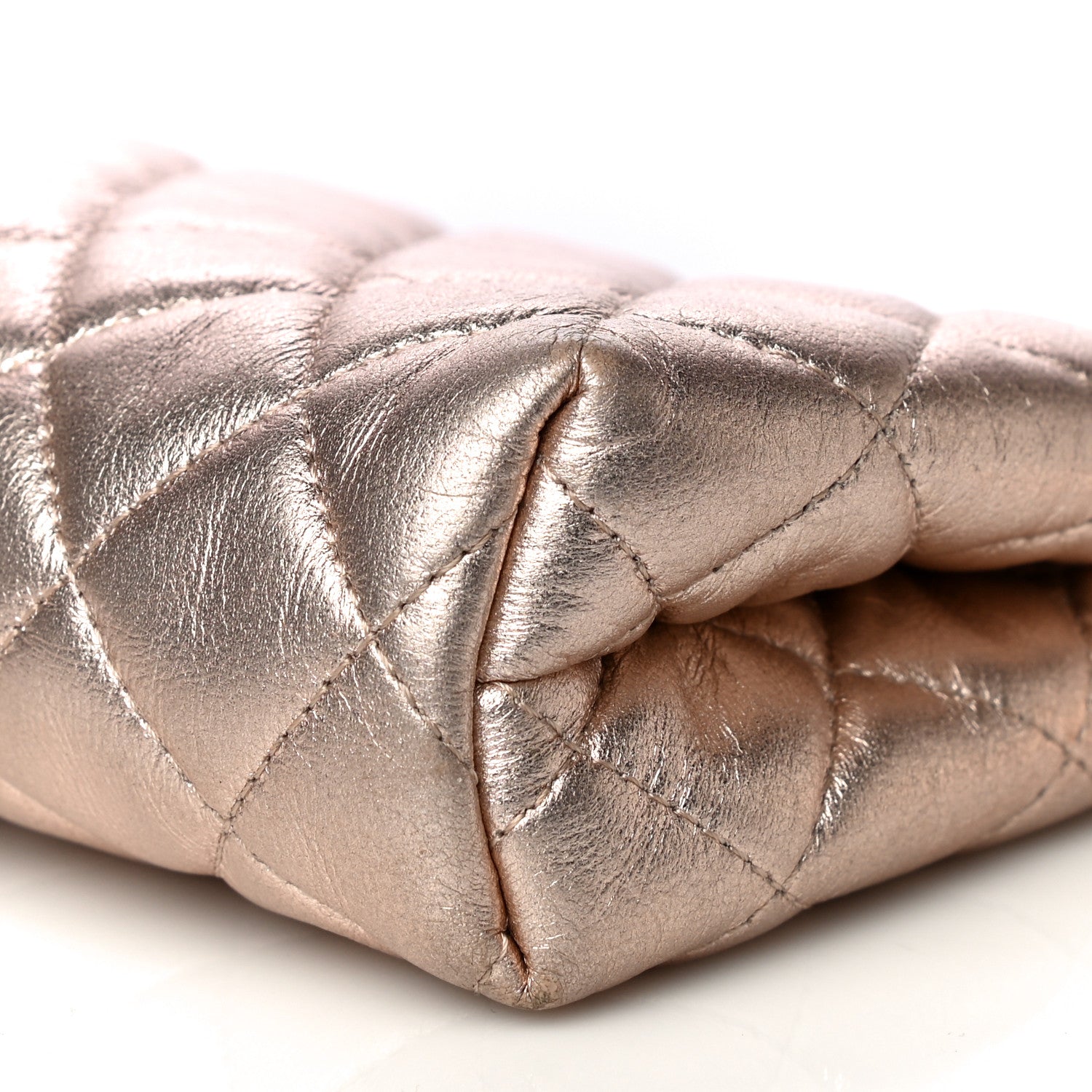 Chanel Metallic Lambskin Quilted Cosmetic Pouch Light Gold 11 of 16