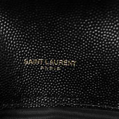 Saint Laurent Grain De Poudre Matelasse Chevron Monogram Envelope Chain Wallet Black 6 of 10