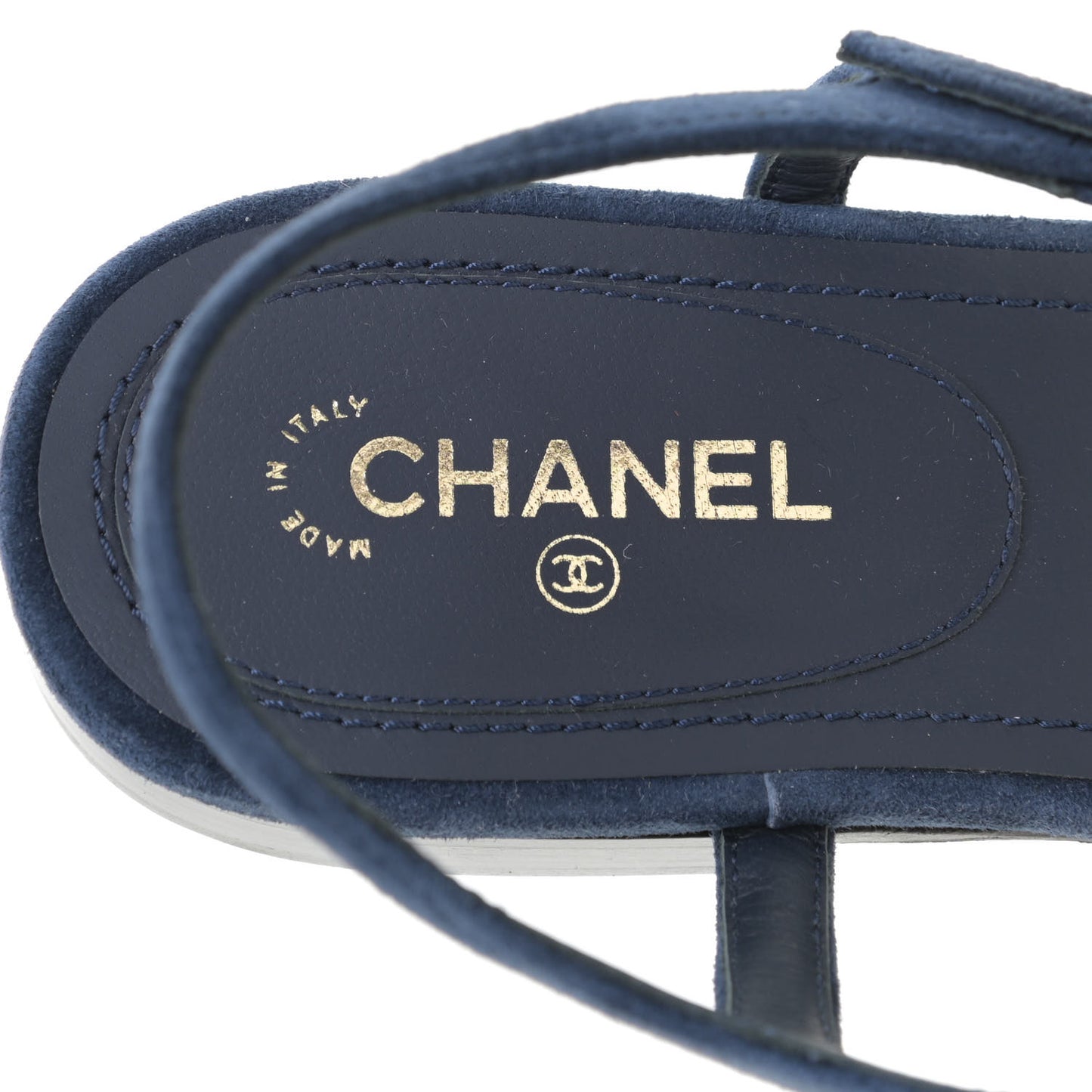 Suede Calfskin Thong Sandals 37 Navy Blue
