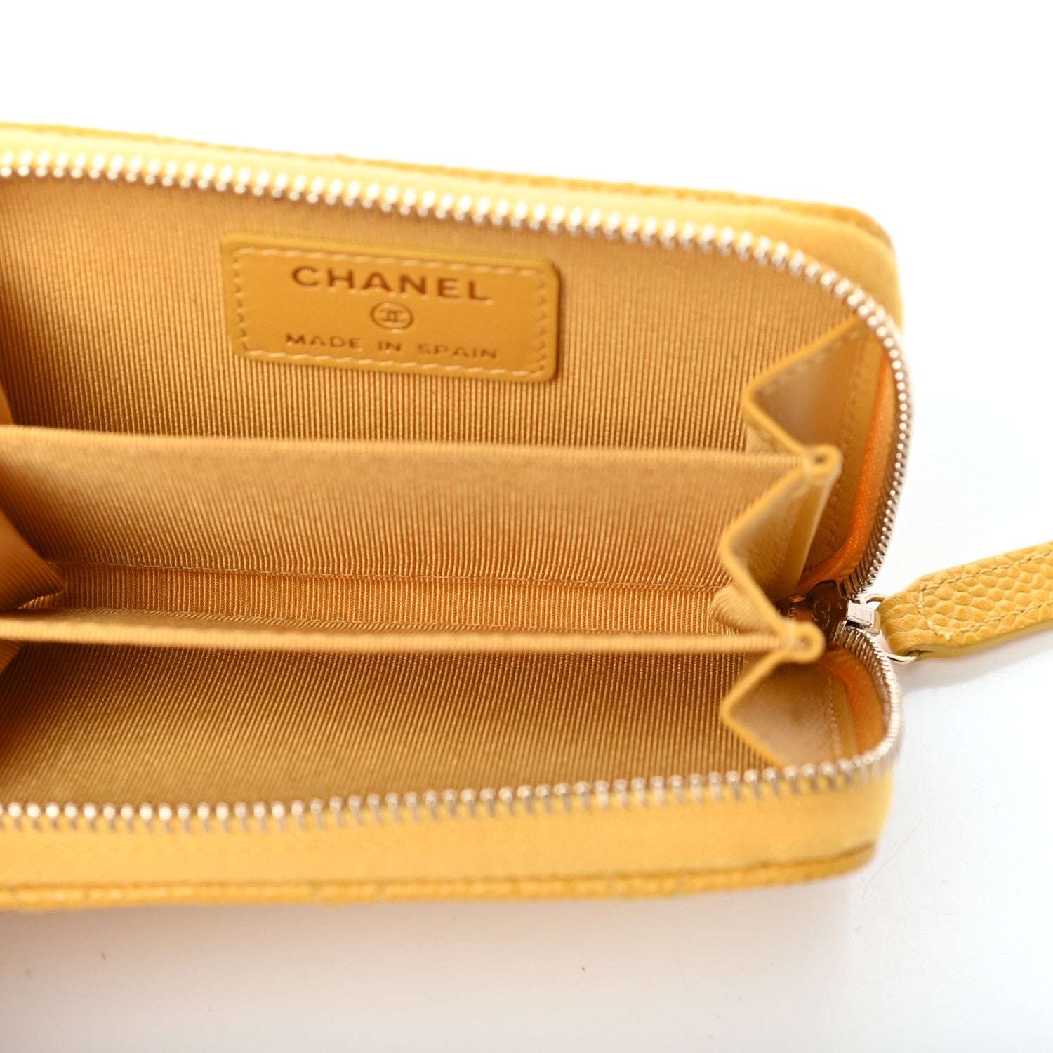 Chanel Caviar Quilted Zip Coin Purse Yellow 5 of 7