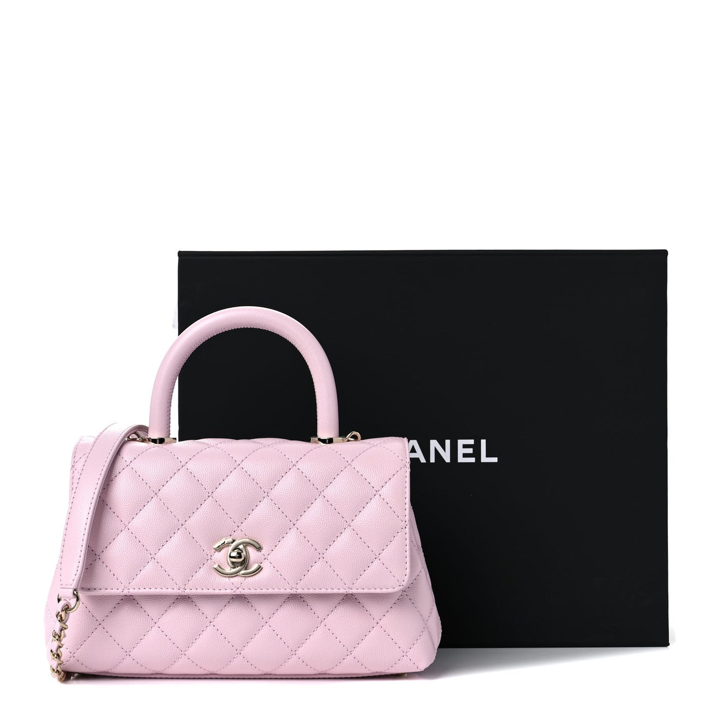 Caviar Quilted Mini Coco Handle Flap Light Pink