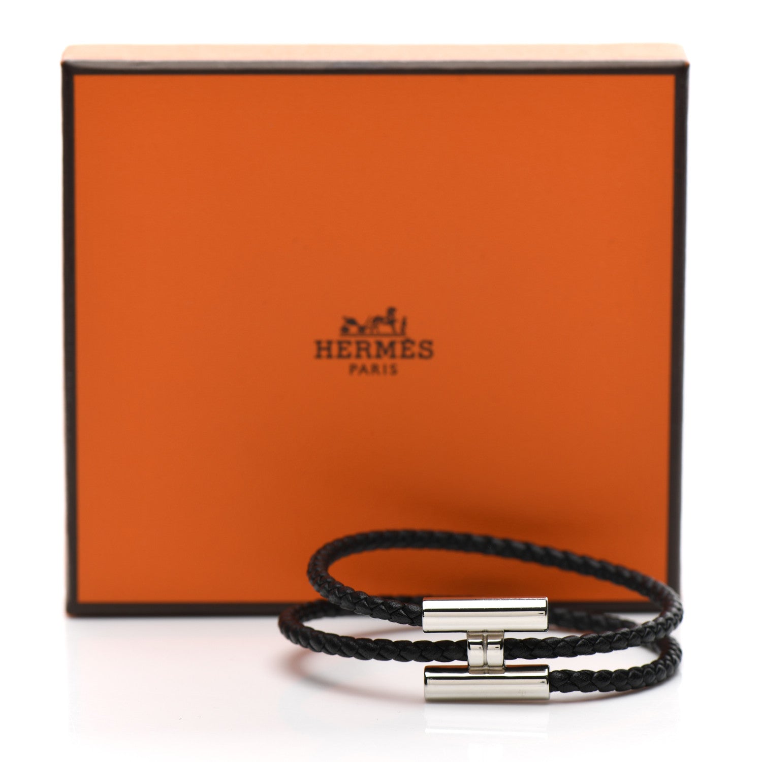 Hermes Swift Double Wrap Cord Tournis Tresse Bracelet Black 5 of 5