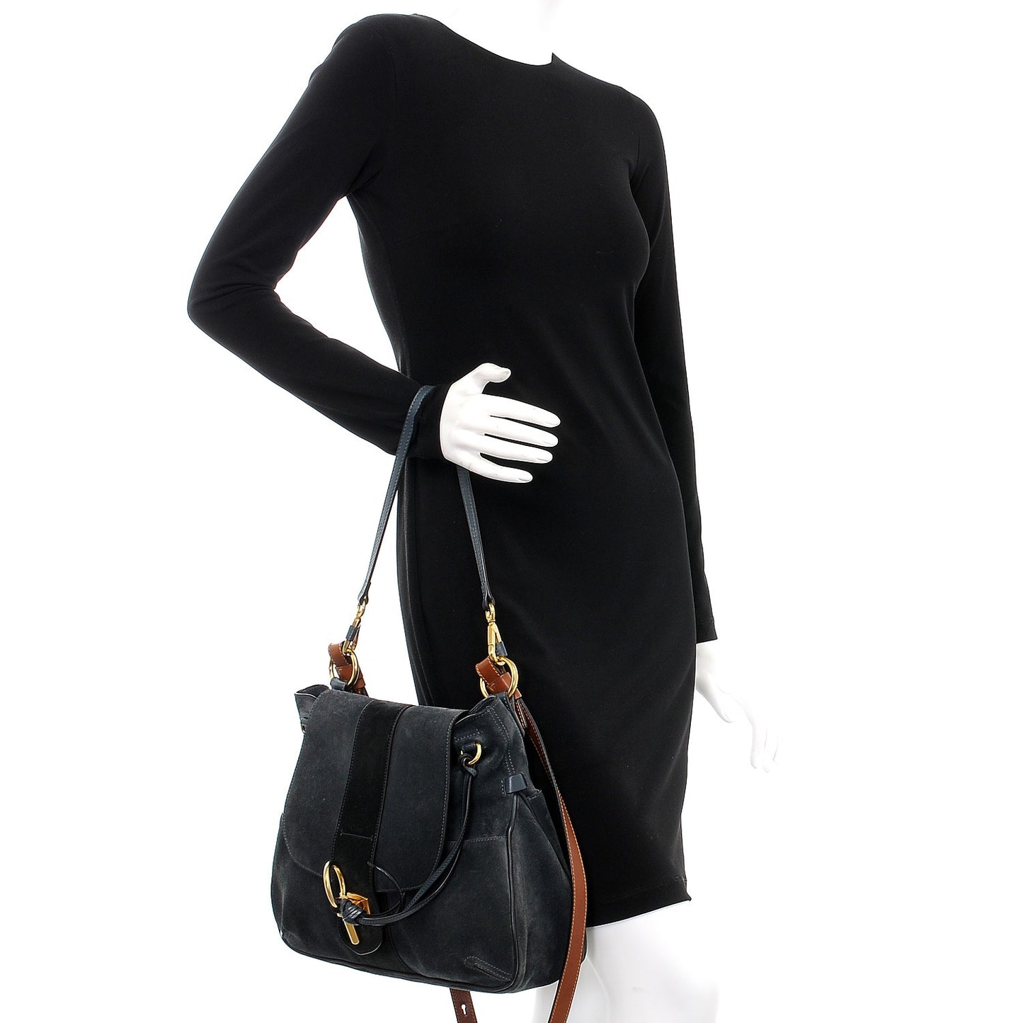 Suede Medium Lexa Shoulder Bag Silver Blue