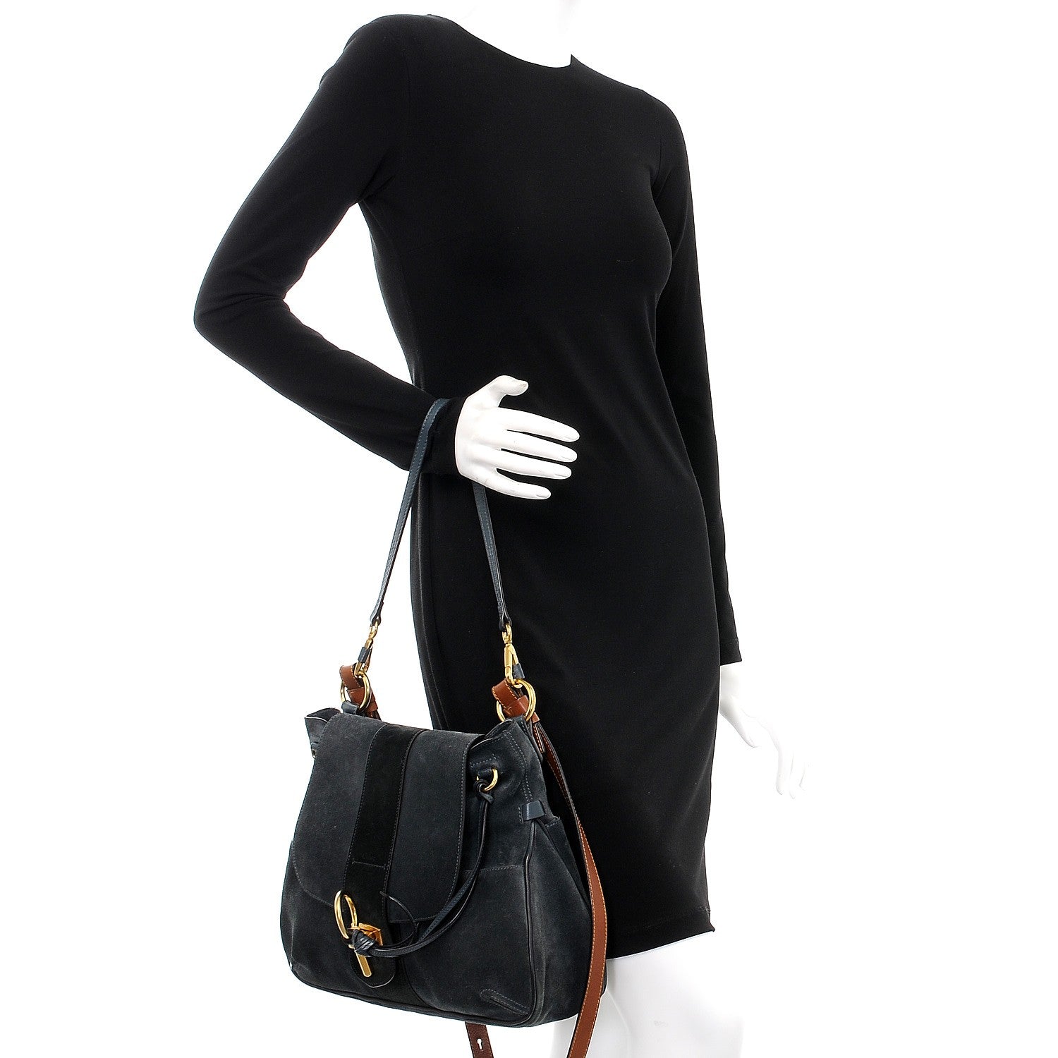 Chloe Suede Medium Lexa Shoulder Bag Silver Blue 3 of 8