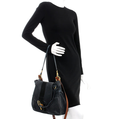 Chloe Suede Medium Lexa Shoulder Bag Silver Blue 3 of 8