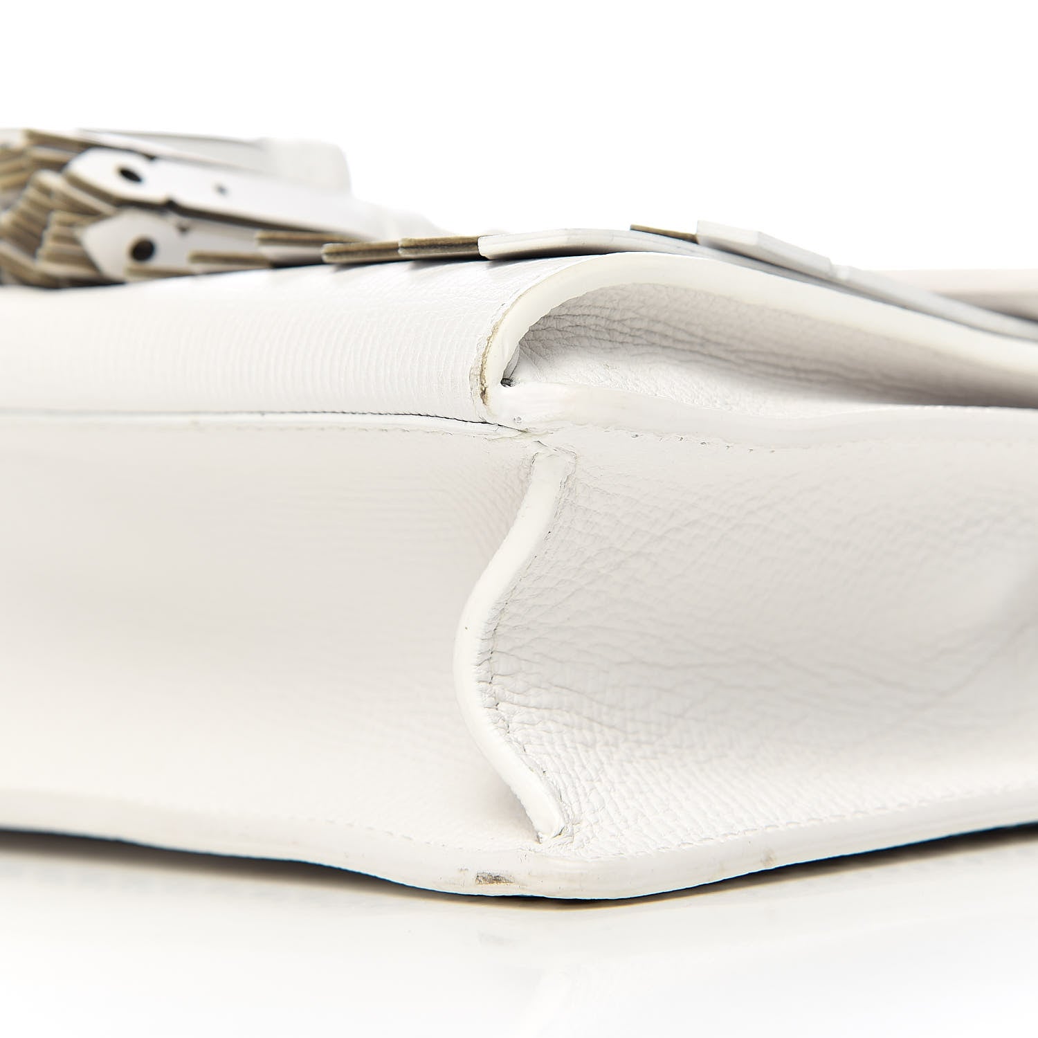Burberry Grainy Calfskin Broguing Tassel Small Macken Crossbody Bag Chalk White 10 of 11