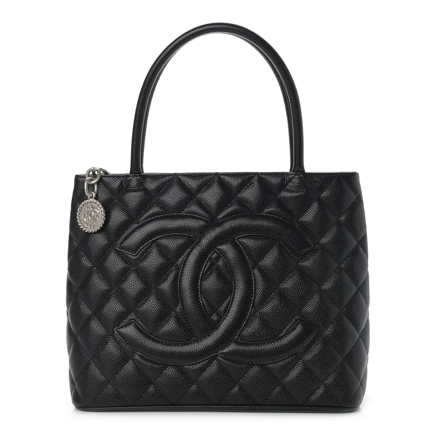 Caviar Quilted Medallion Tote Black