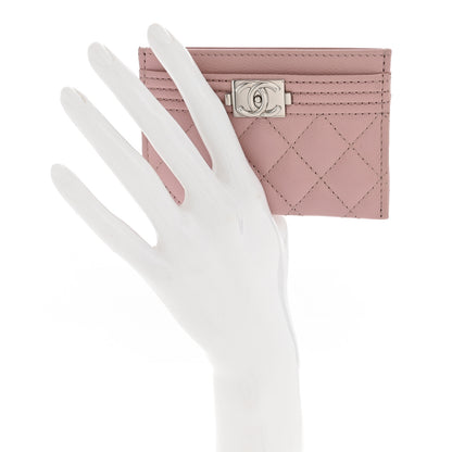 Chanel Caviar Quilted Boy Card Holder Pink 2 of 7