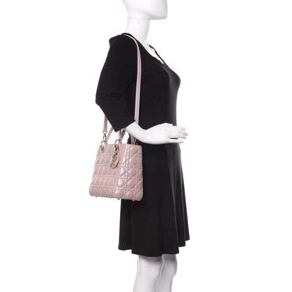 Christian Dior Pearly Lambskin Cannage Medium Lady Dior Lotus 2 of 10