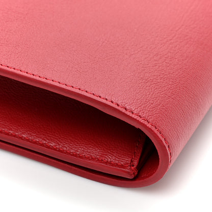 Saint Laurent SAINT LAURENT Calfskin Monogram Large Belle De Jour Clutch Red 12 of 12