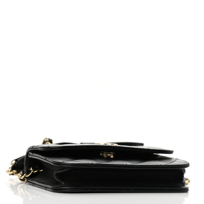 Chanel Lambskin Quilted Mini Coco Bow Clutch With Chain Black 4 of 11