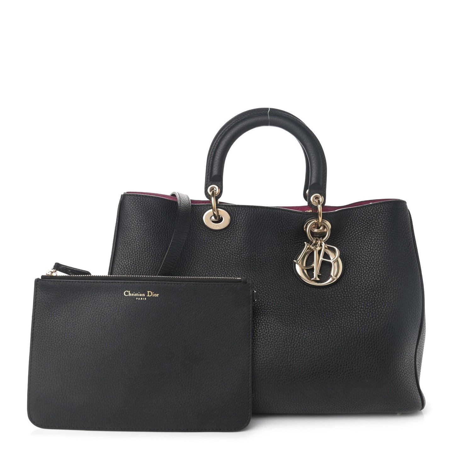 Smooth Calfskin Large Diorissimo Tote Black Rose Indien