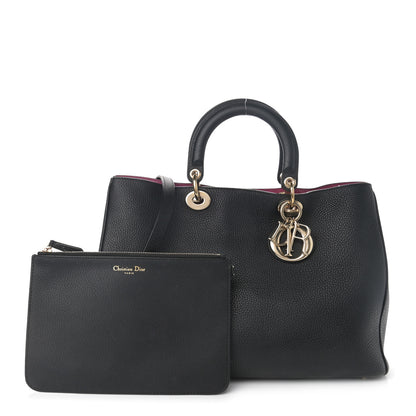Christian Dior Smooth Calfskin Large Diorissimo Tote Black Rose Indien 1 of 16