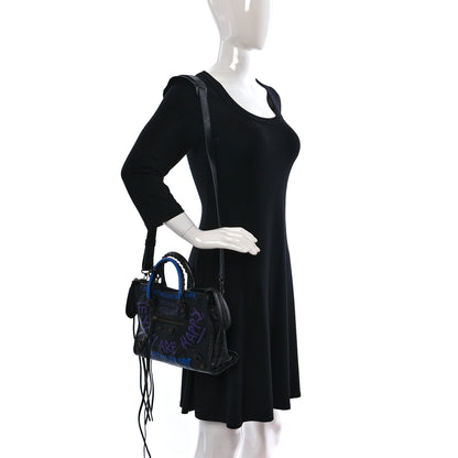 Balenciaga Agneau Arena Graffiti All Over Classic Hardware S City Black Bleu Violet 2 of 8