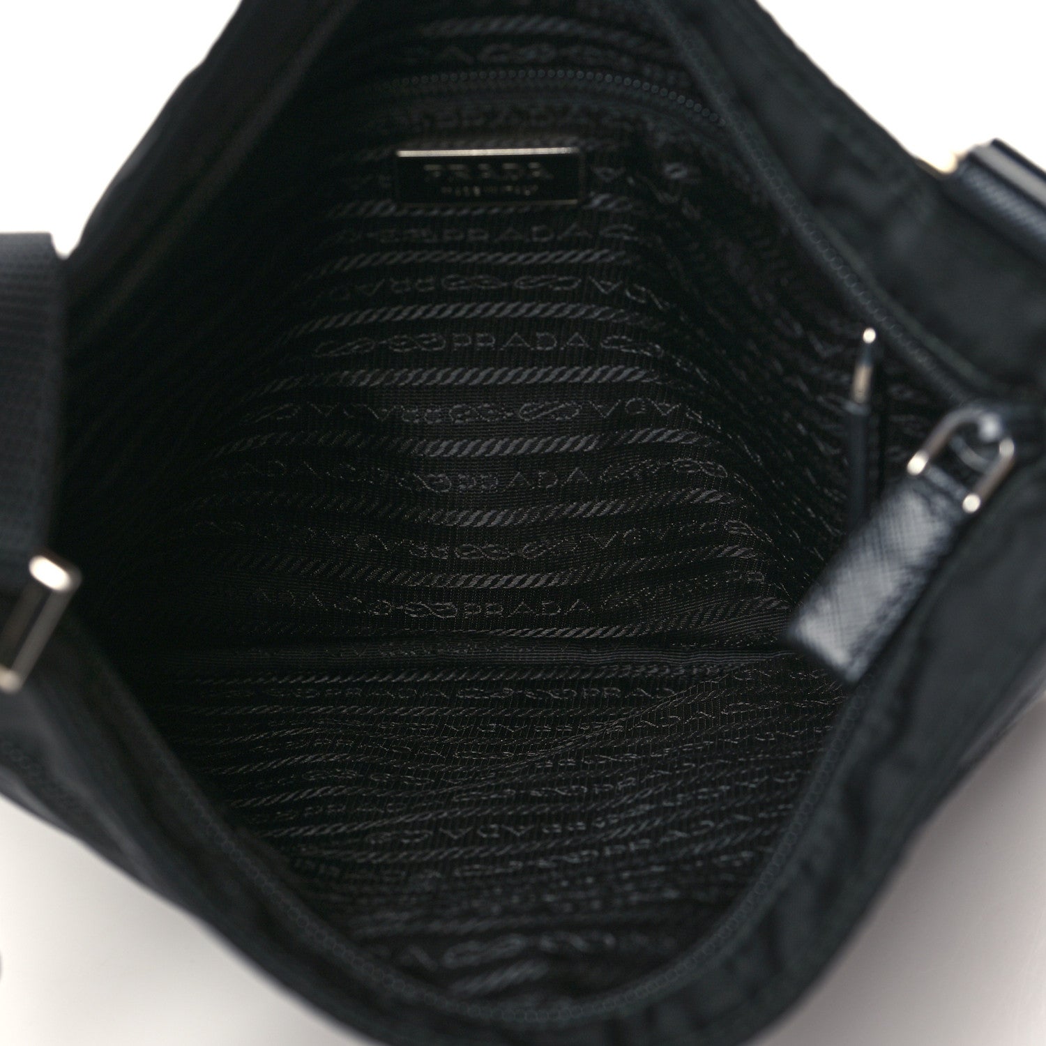 Prada Tessuto Nylon Saffiano Flat Messenger Bag Black 4 of 9