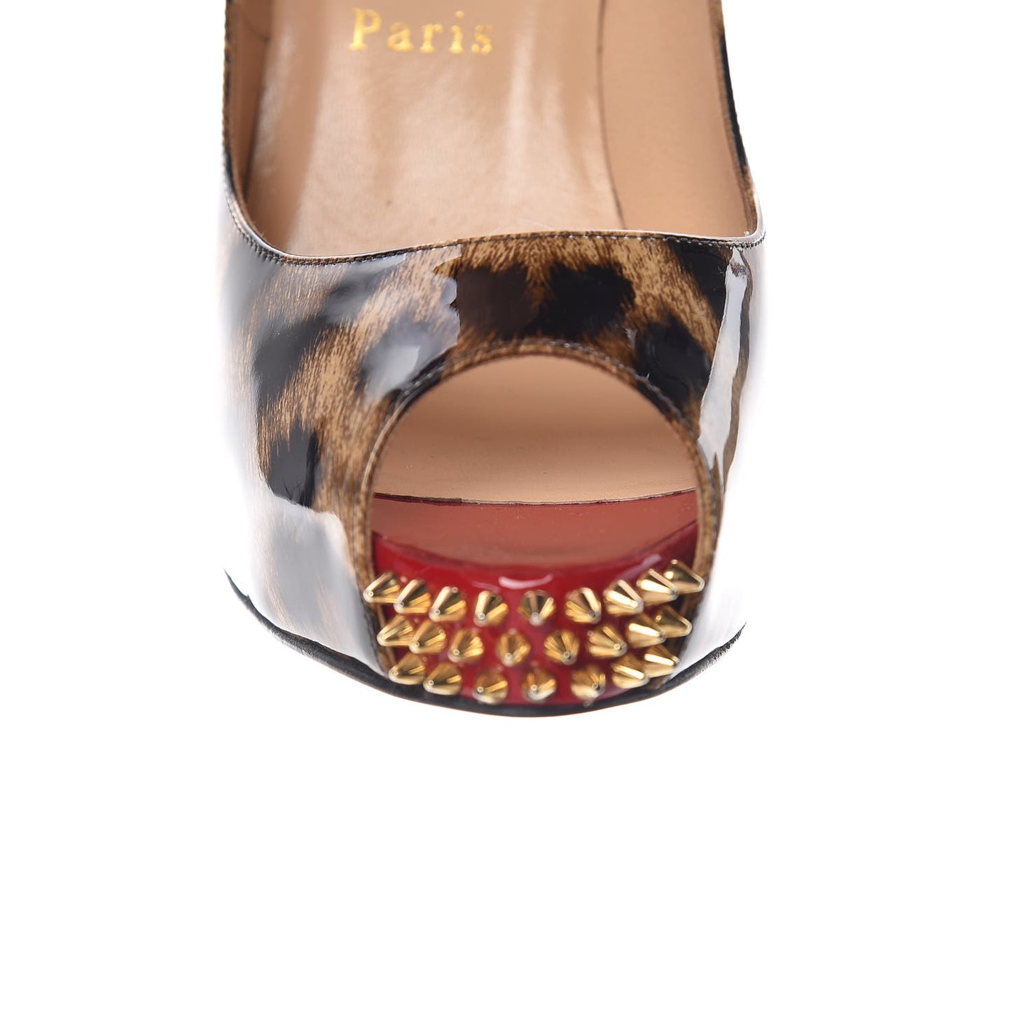 Patent Leopard New Very Prive Spikes 120 Pumps 36 Brown