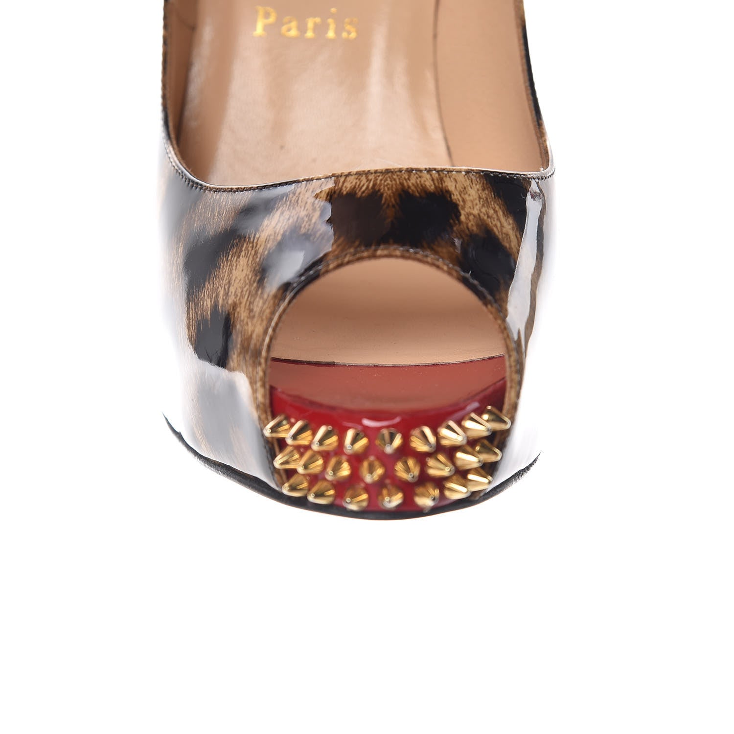 Christian Louboutin Patent Leopard New Very Prive Spikes 120 Pumps 36 Brown 11 of 14