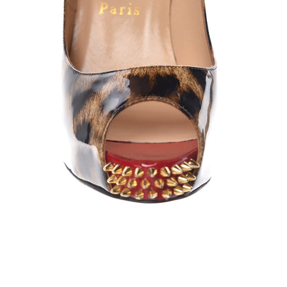 Christian Louboutin Patent Leopard New Very Prive Spikes 120 Pumps 36 Brown 11 of 14