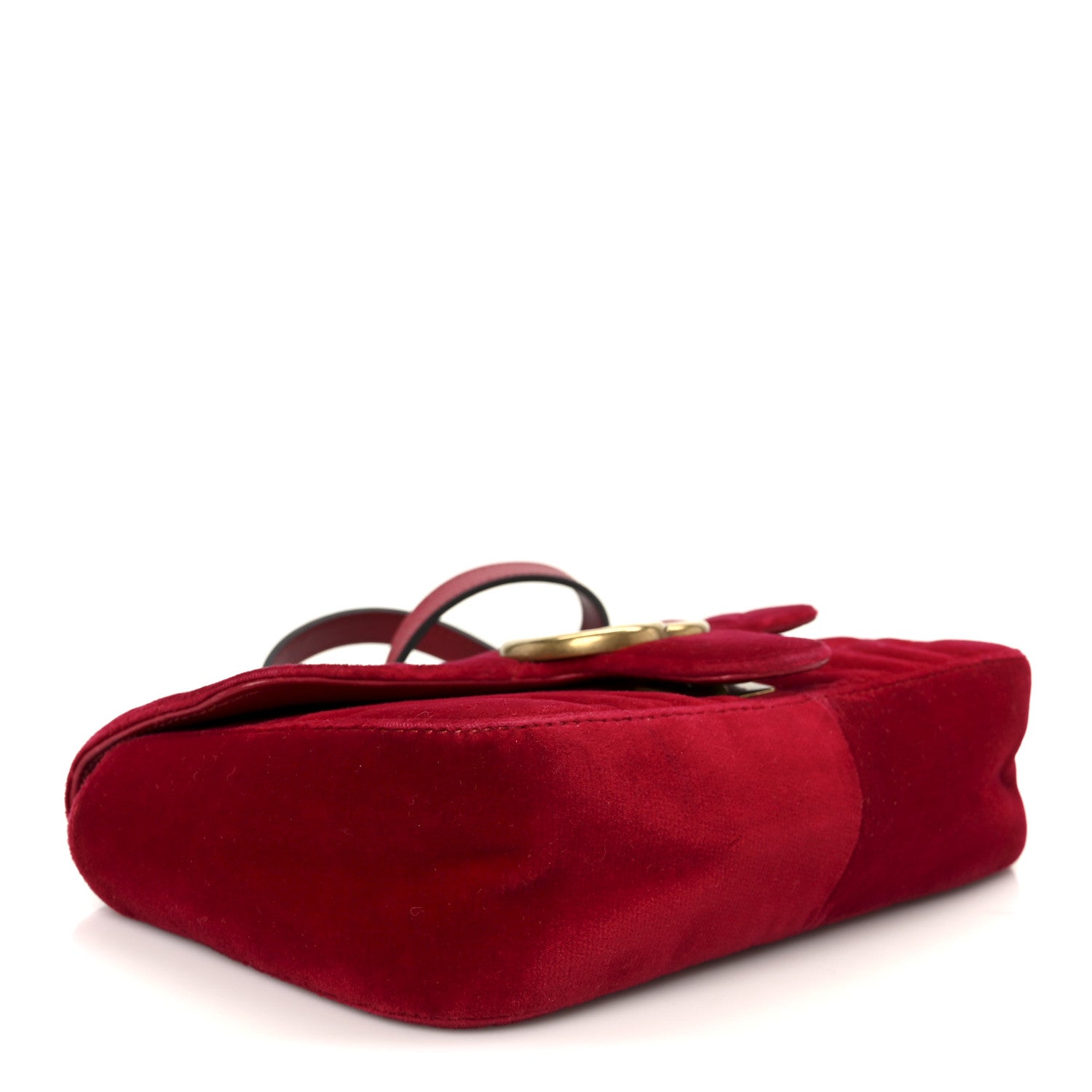 Gucci Velvet Matelasse Mini GG Marmont Shoulder Bag Hibiscus Red 4 of 11