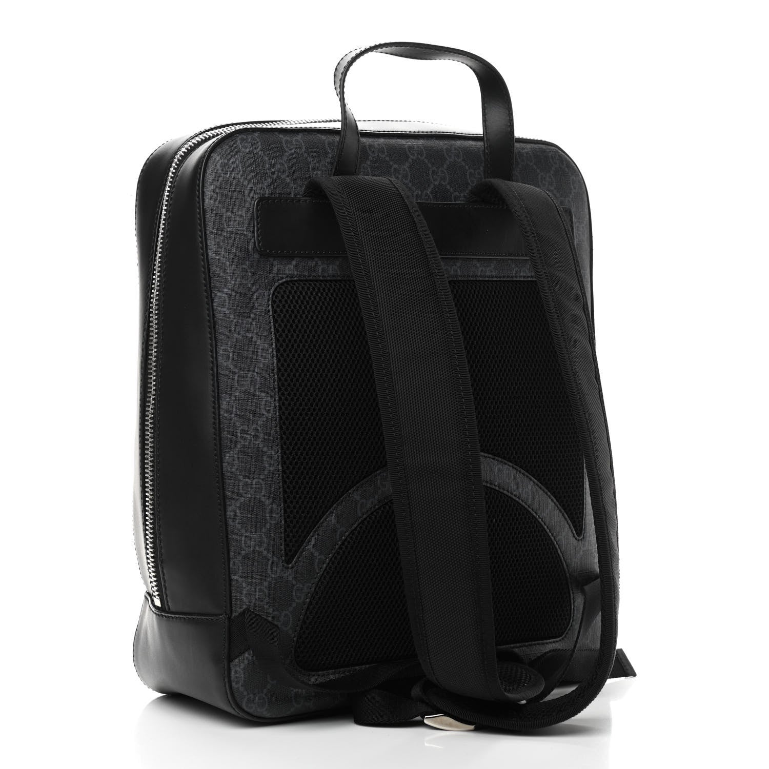 Gucci GG Supreme Monogram Angry Cat Web Tote Backpack Black Grey 2 of 10