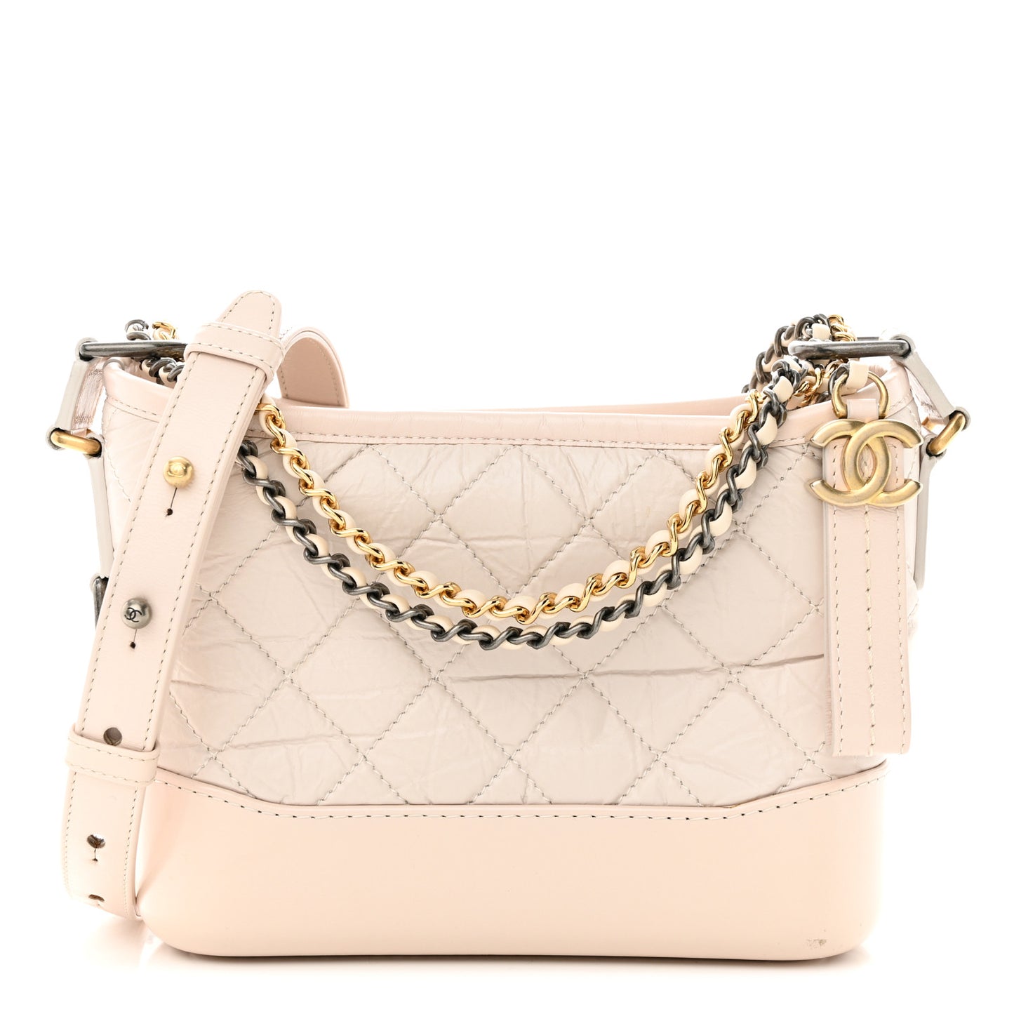 Aged Calfskin Quilted Small Gabrielle Hobo Light Pink