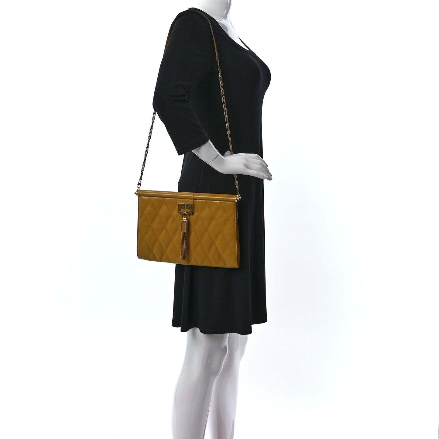 Goatskin Quilted Medium Gem Bag Golden