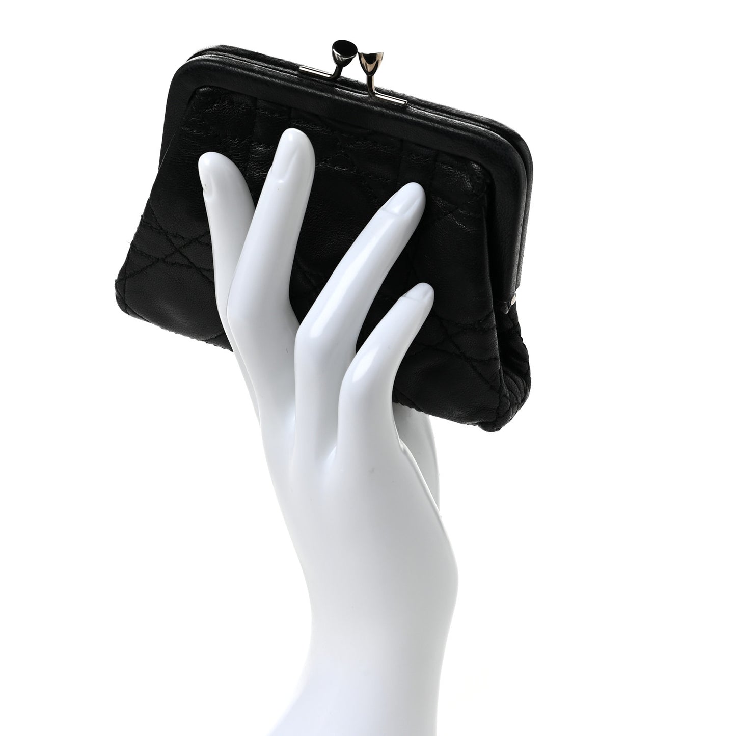 Calfskin Cannage Coin Purse Black