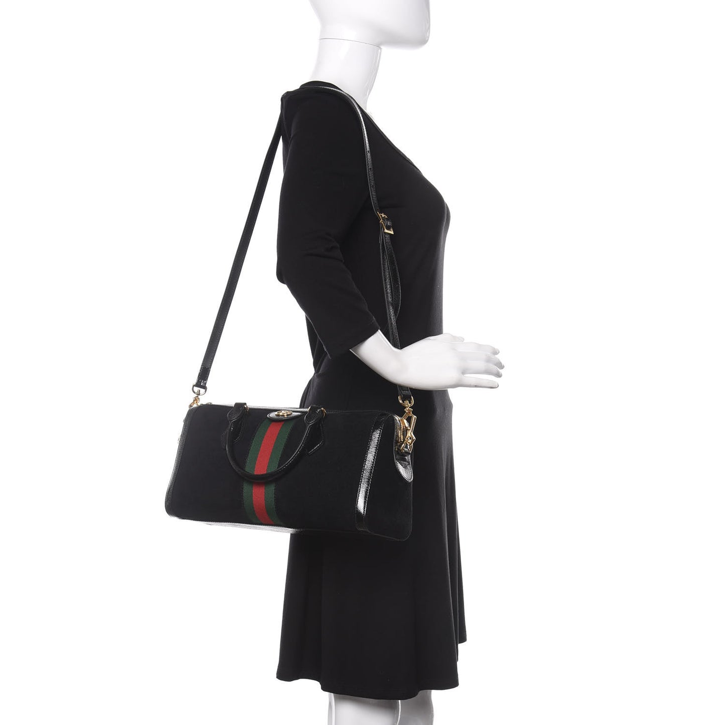 Suede Patent GG Web Medium Ophidia Boston Black