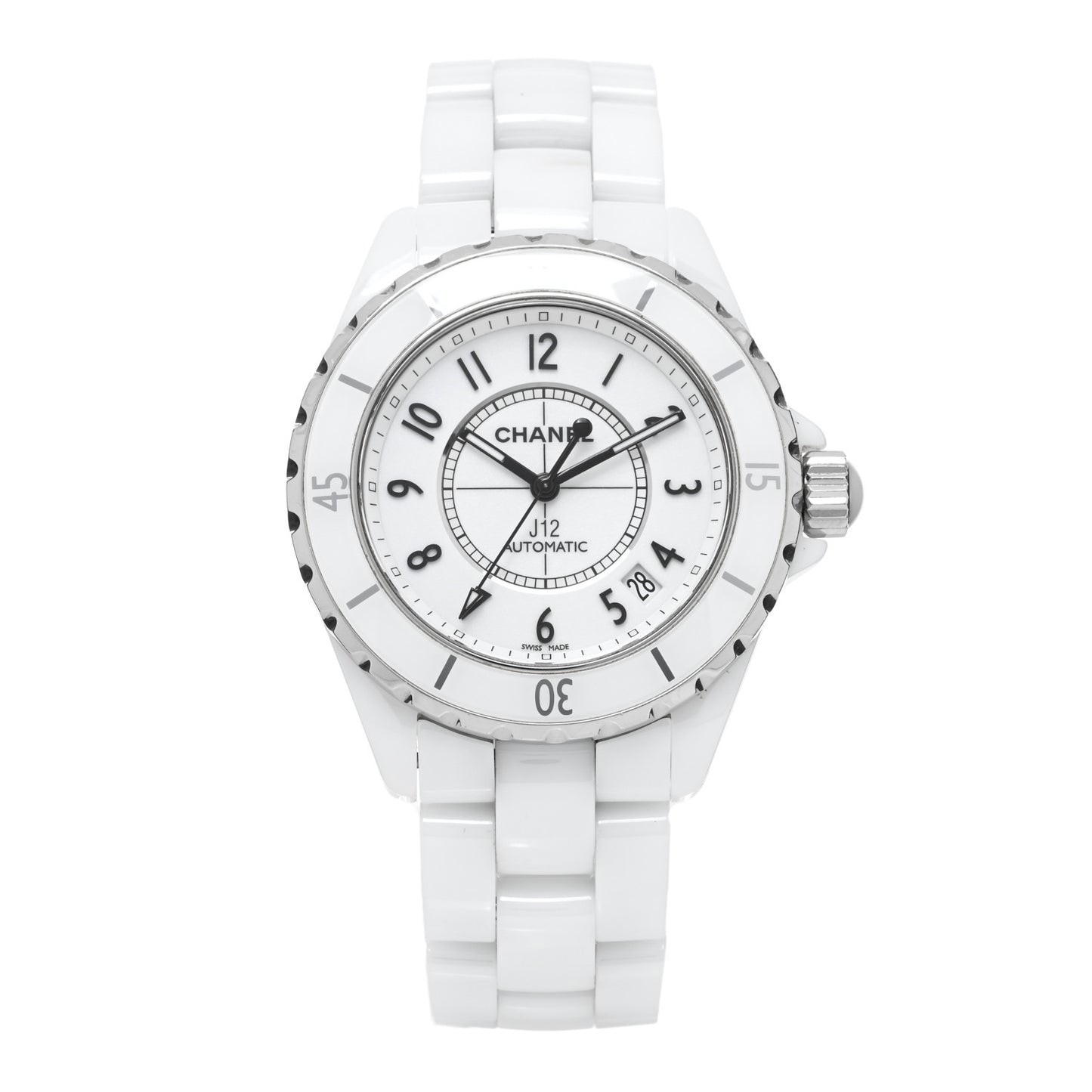 Stainless Steel Ceramic 38mm J12 Automatic Watch White