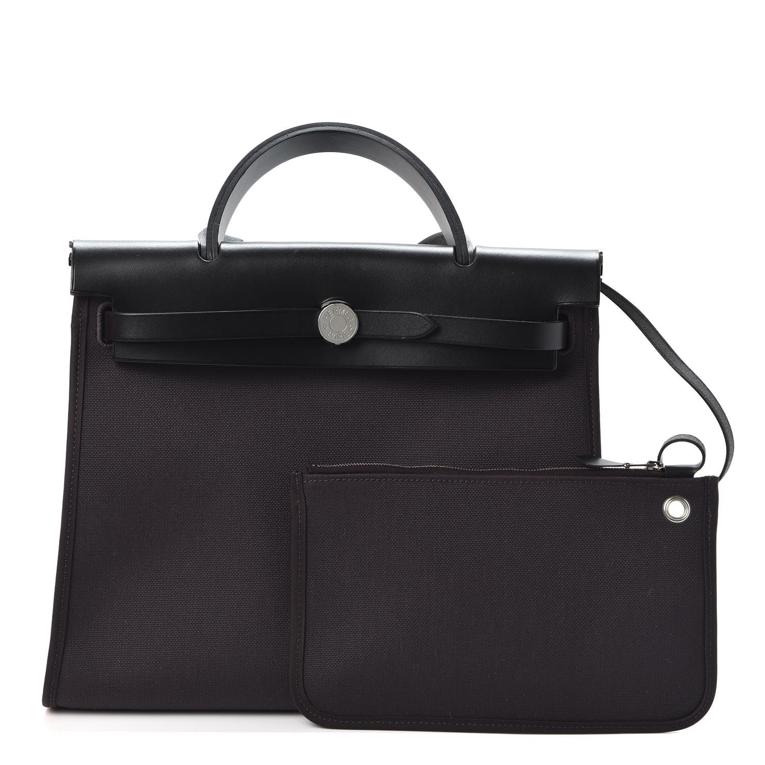 Hermes Military Toile Vache Hunter Herbag Zip PM 31 Prune Black 1 of 10