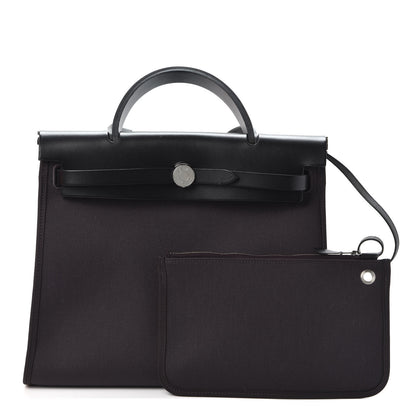 Hermes Military Toile Vache Hunter Herbag Zip PM 31 Prune Black 1 of 10