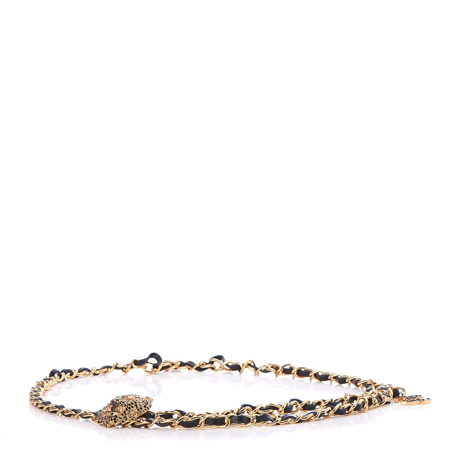 Chanel CHANE Lambskin Crystal Lion Chain Belt Gold 1 of 11