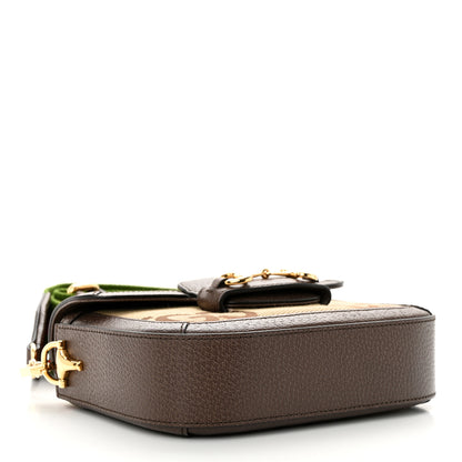 Gucci Monogram Jumbo GG Textured Dollar Calfskin Web Mini Horsebit 1955 Shoulder Bag Camel Ebony New Acero 4 of 11