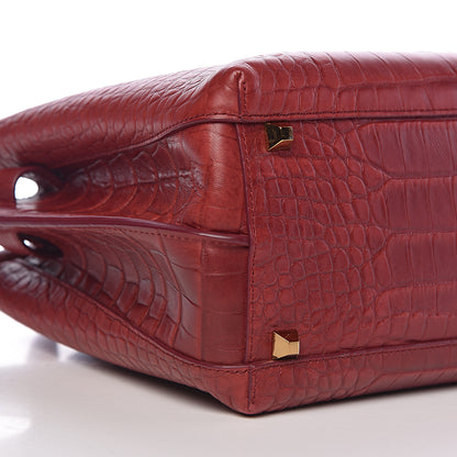 MCM Calfskin Crocodile Embossed Medium Milla Tote Ruby 6 of 8