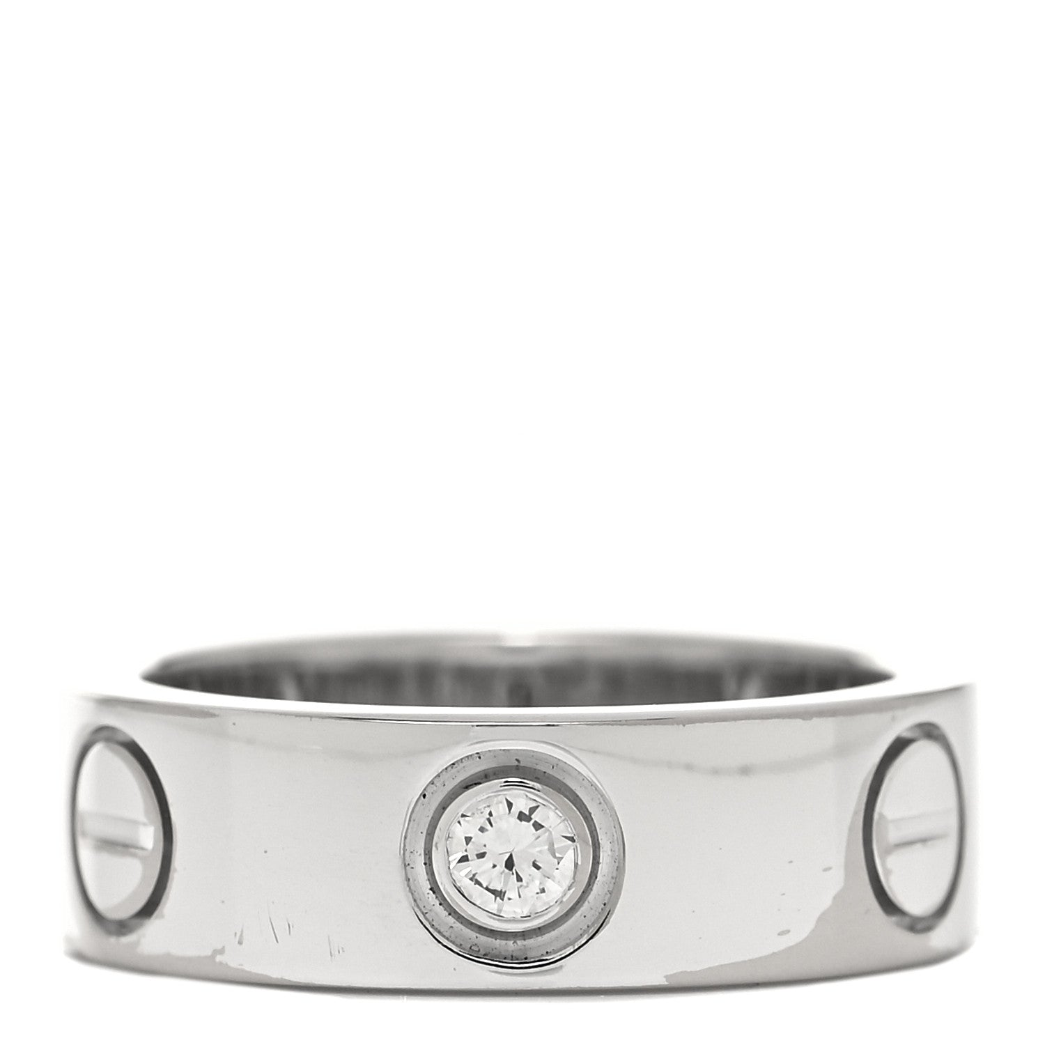 Cartier 18K White Gold 3 Diamond 5.5mm LOVE Ring 46 3.75 1 of 5