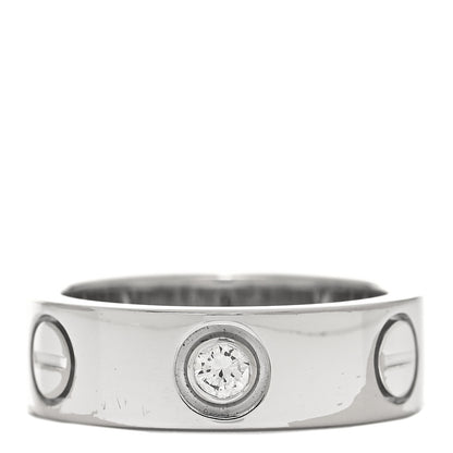 Cartier 18K White Gold 3 Diamond 5.5mm LOVE Ring 46 3.75 1 of 5