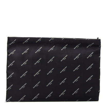 Balenciaga Nylon Allover Logo Documents Case Black 1 of 7
