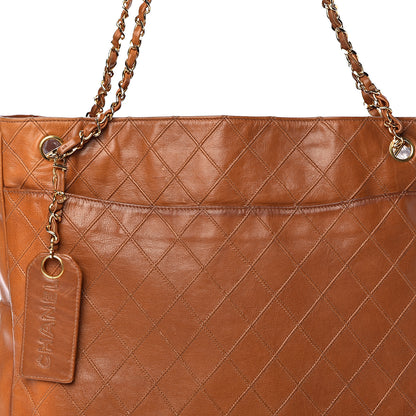 Chanel Lambskin Diamond Embossed Shopping Tote Brown 19 of 19